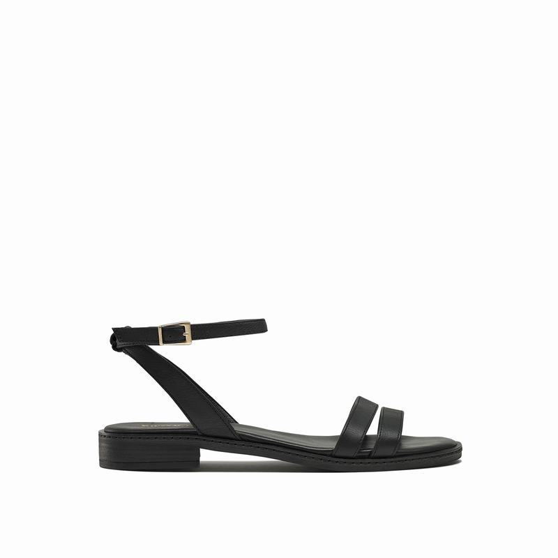 Russell & Bromley Brooklyn Ankle Wrap Flat Sandals Womens Black [NCH4363UL]